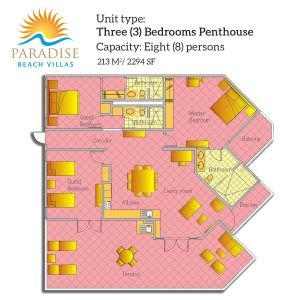 Three Bedroom Penthouse - Paradise Beach Villas